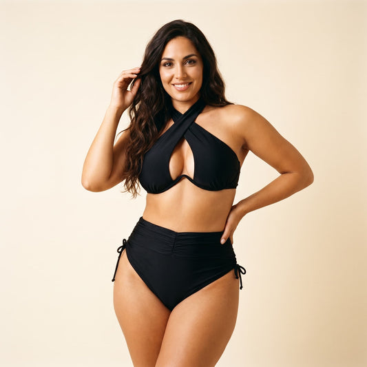 Bikini Halter Croisé Taille Haute | AZIVRA