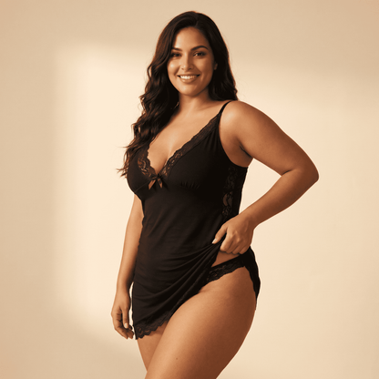 Camisón Lencería con Encaje y Tanga | AZIVRA