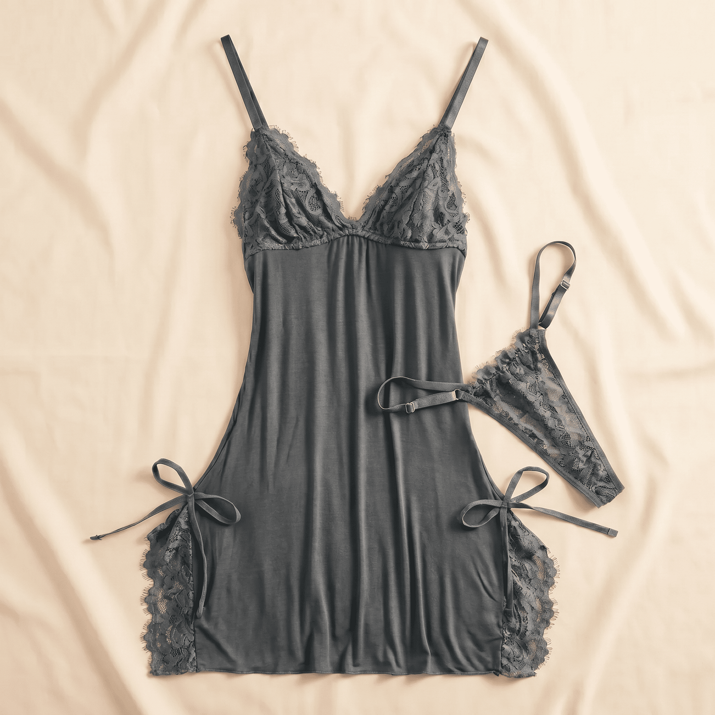 Camisón Lencería con Encaje y Tanga | AZIVRA