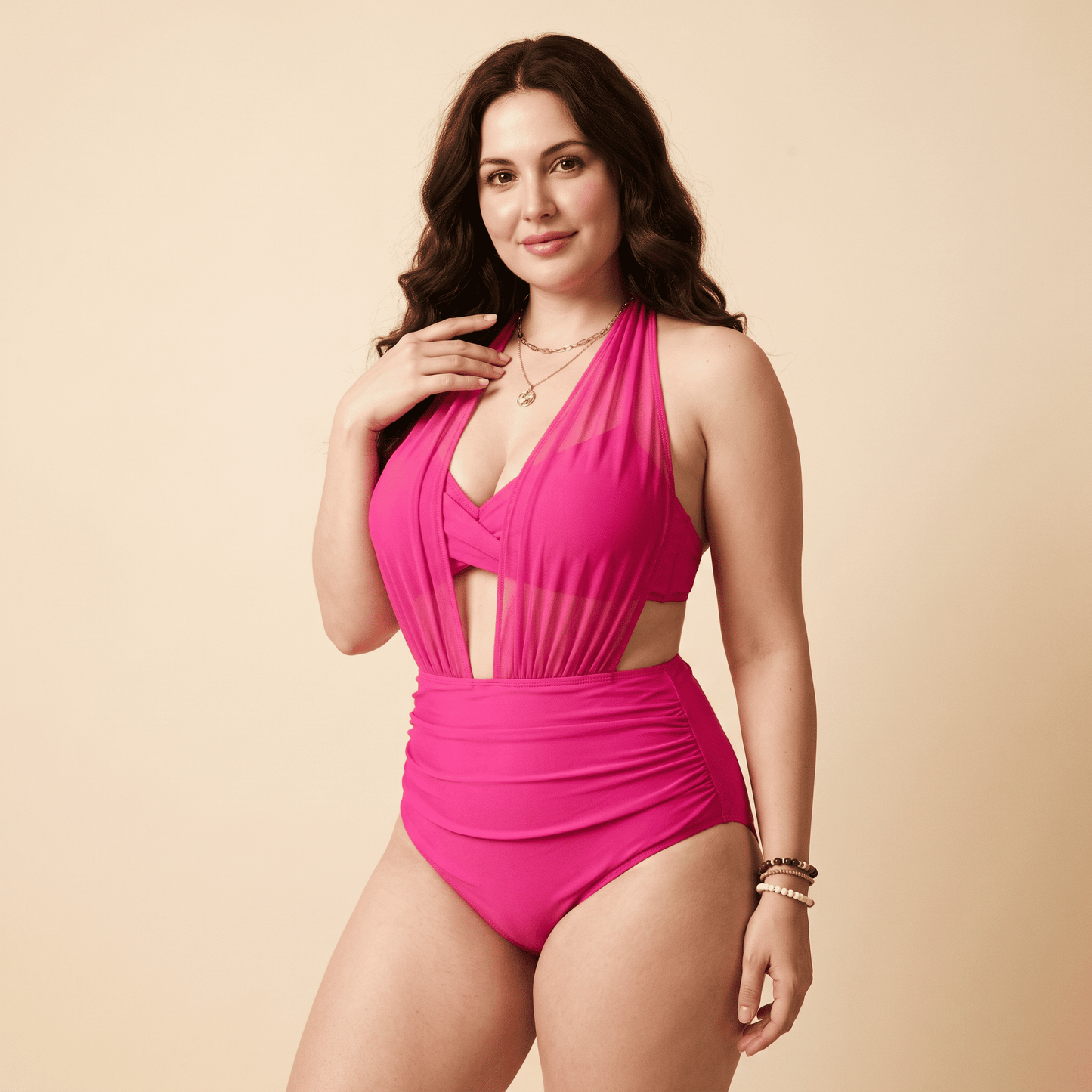 Maillot Halter Décolleté V Maille | AZIVRA