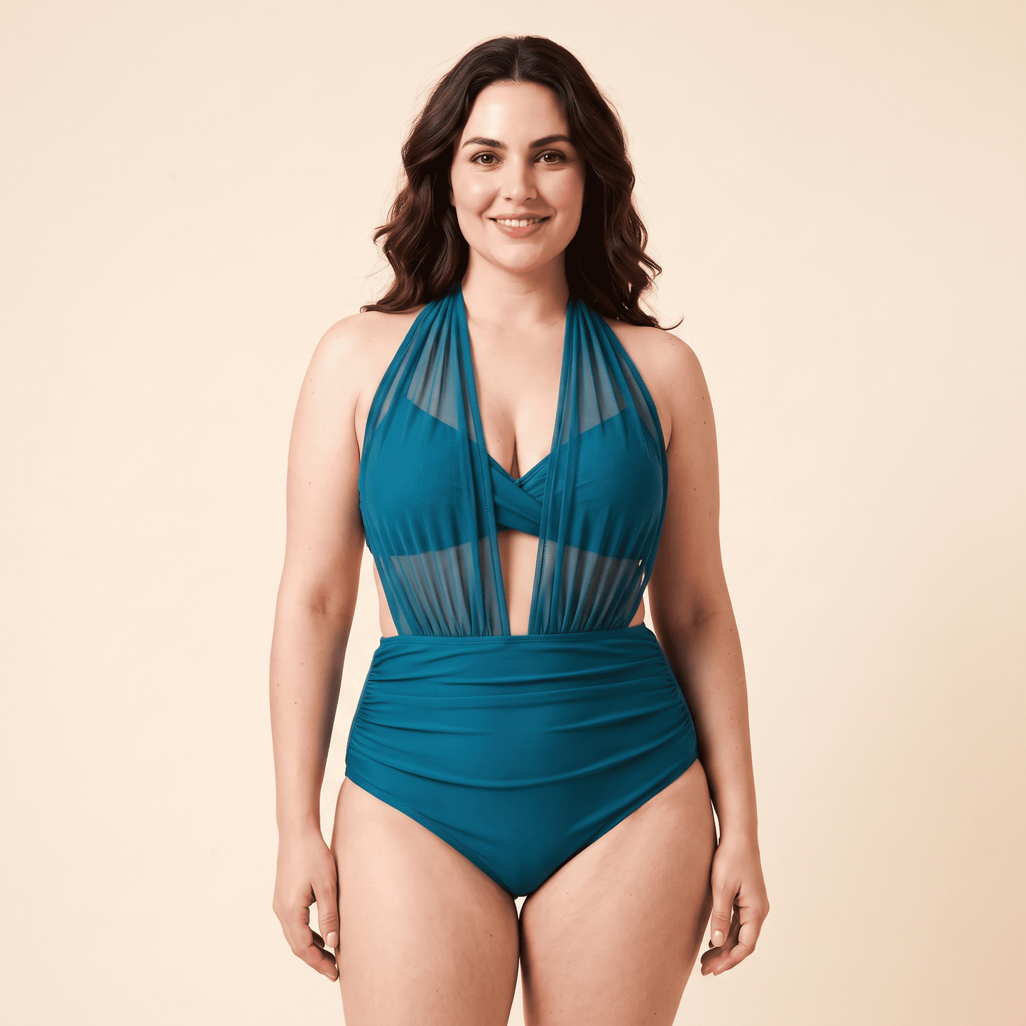Maillot Halter Décolleté V Maille | AZIVRA