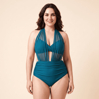 Maillot Halter Décolleté V Maille | AZIVRA